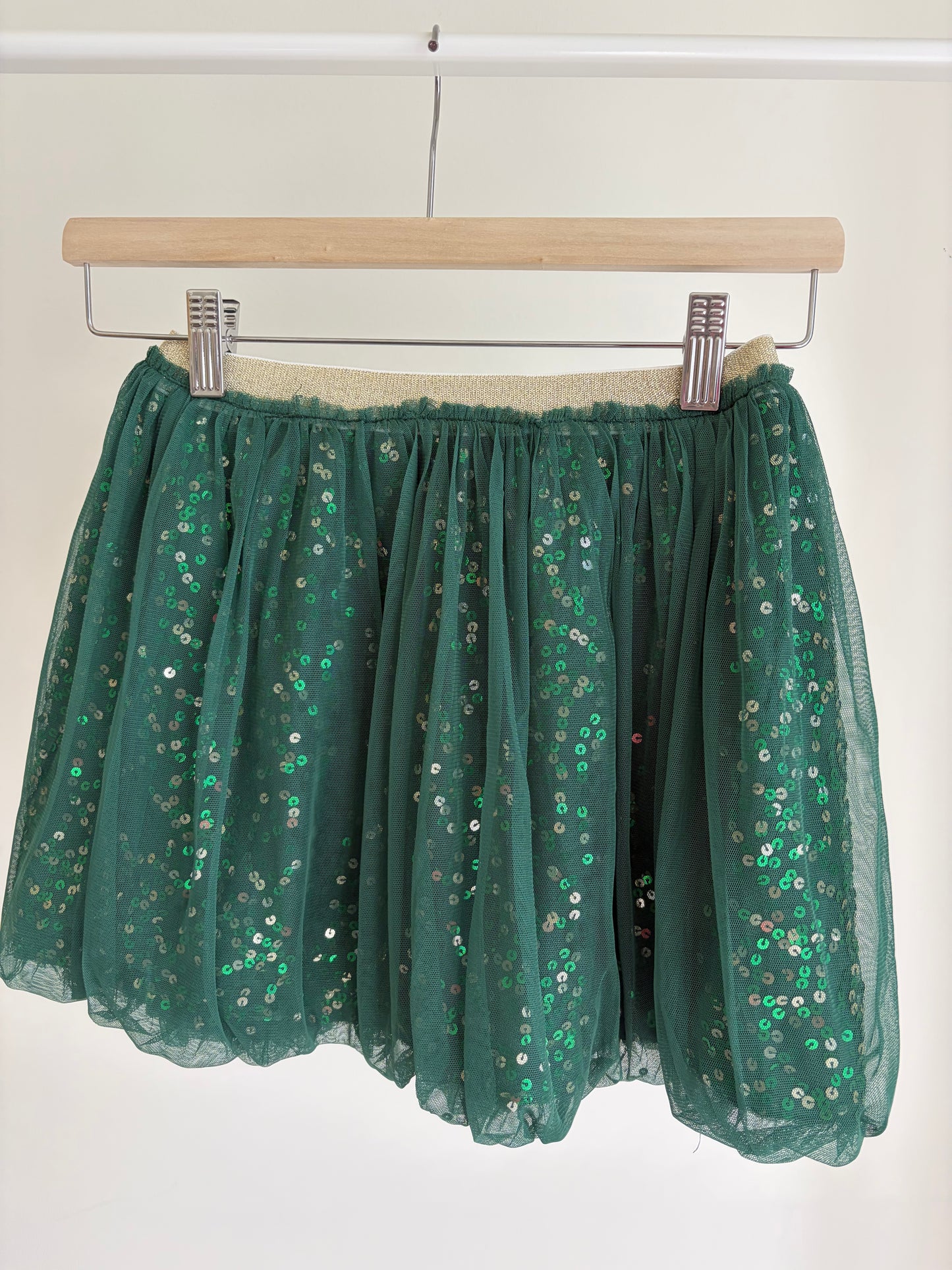 Green sequin tulle mini skirt