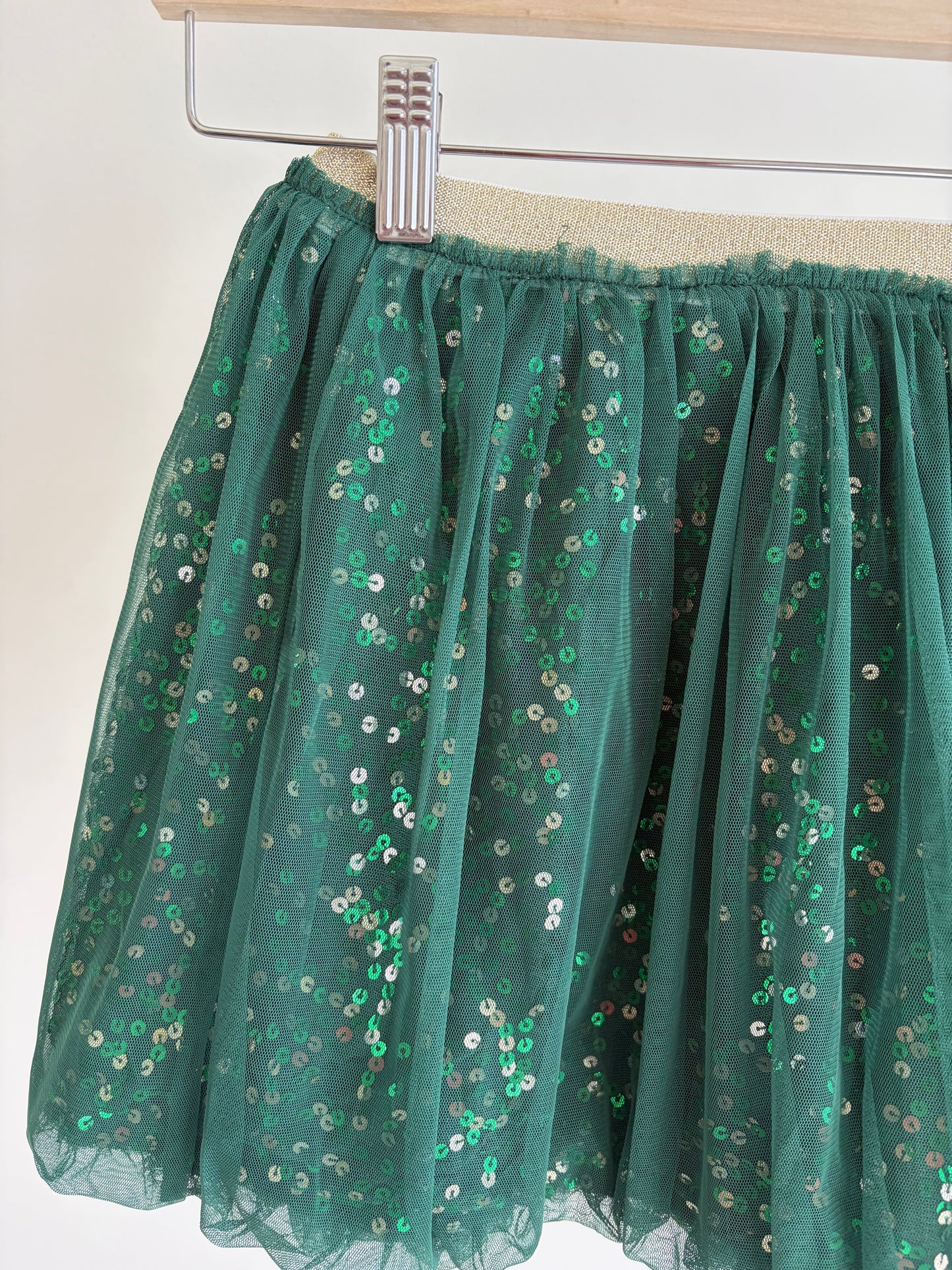 Green sequin tulle mini skirt
