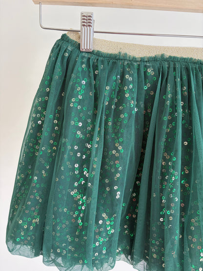 Green sequin tulle mini skirt