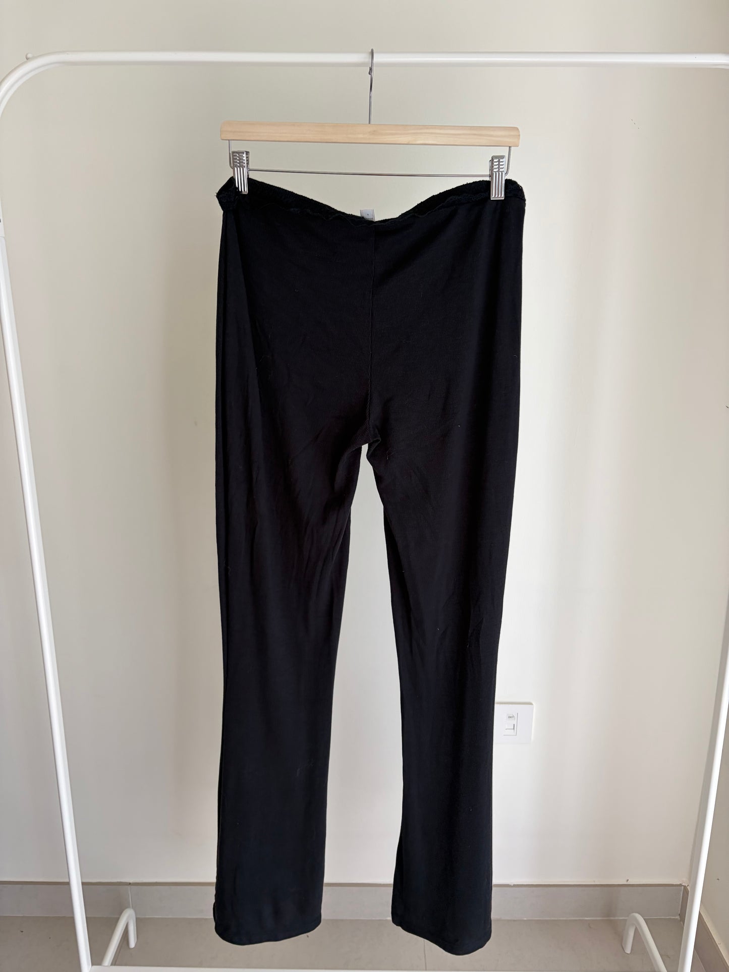 Black flared leggings
