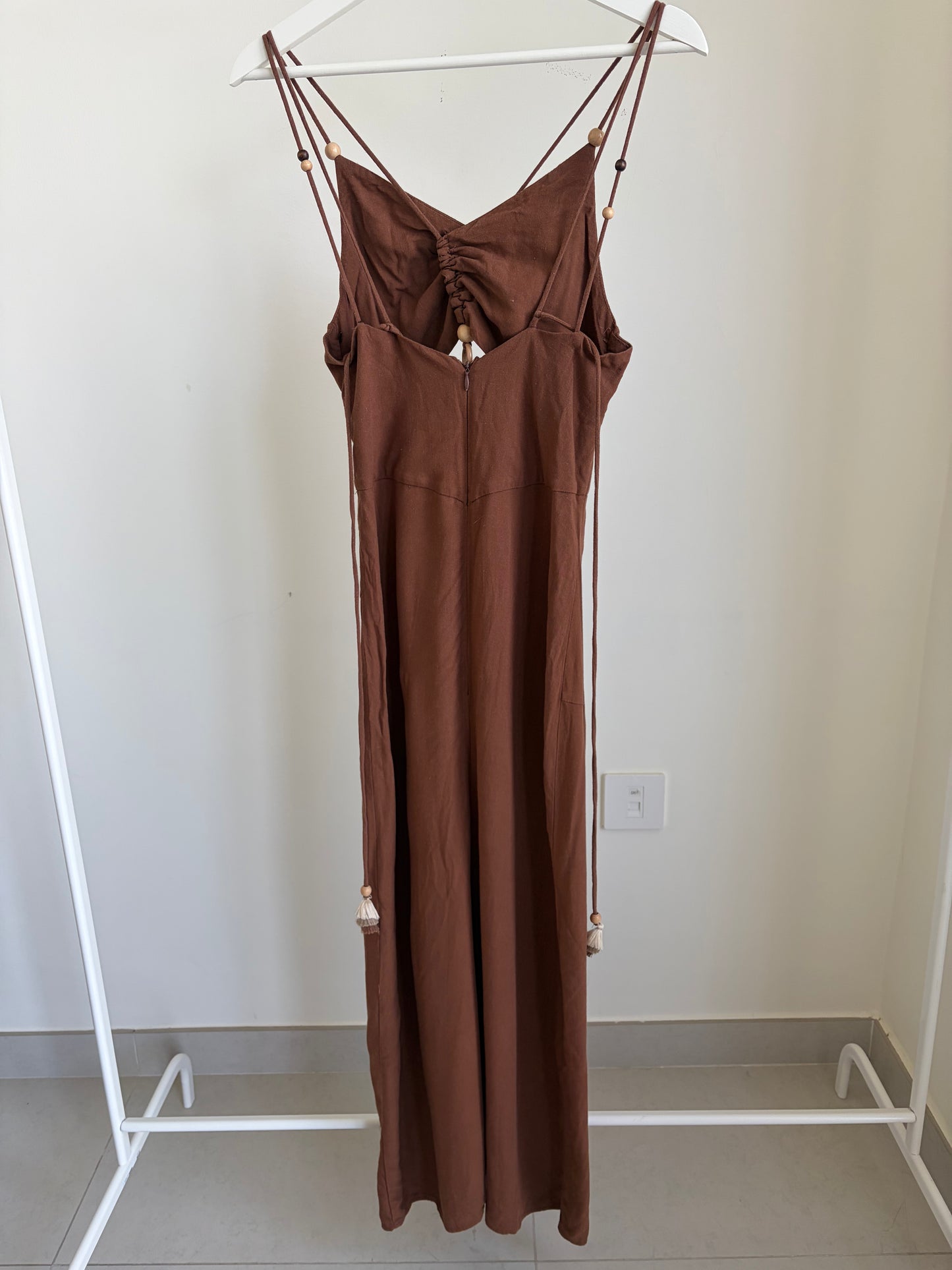 chocolate brown cut out maxi dress