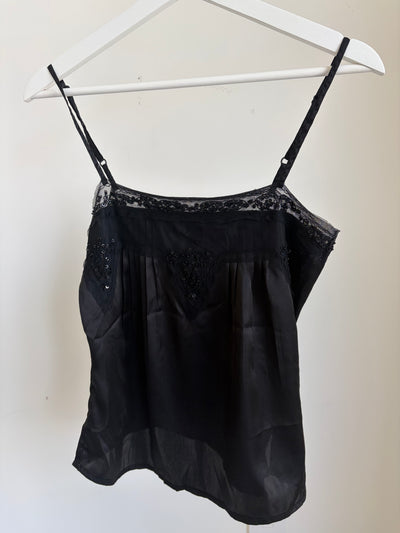 black lace trim cami top
