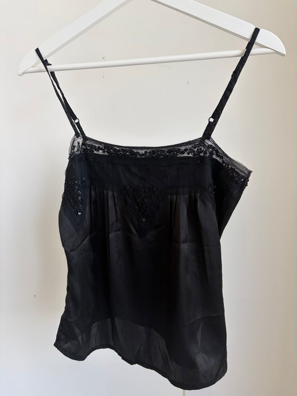 black lace trim cami top