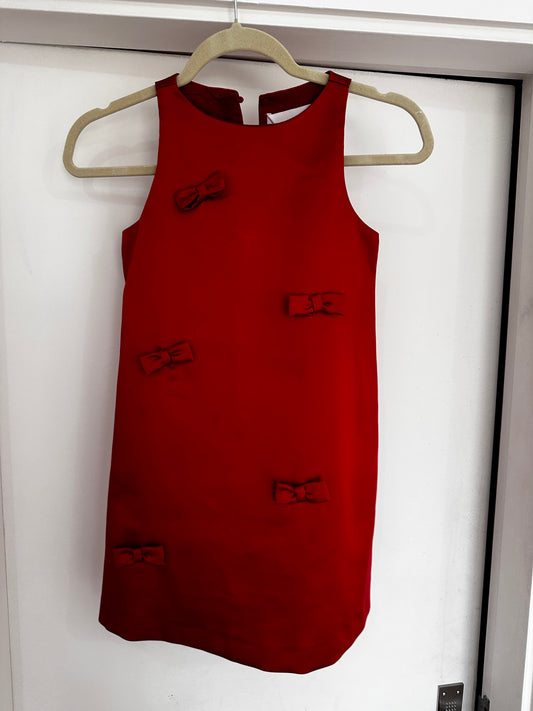Red silk Zara dress with bows