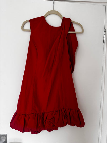 Red open back dress