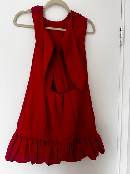 Red open back dress