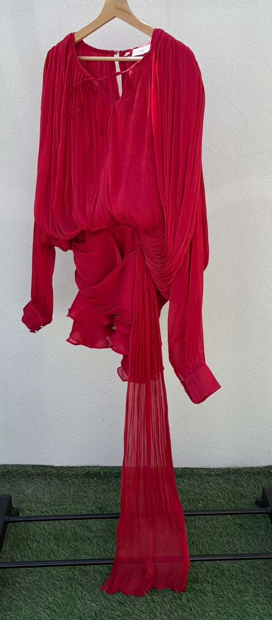 Red Chiffon Draped Mini Dress – My Brunch Fit