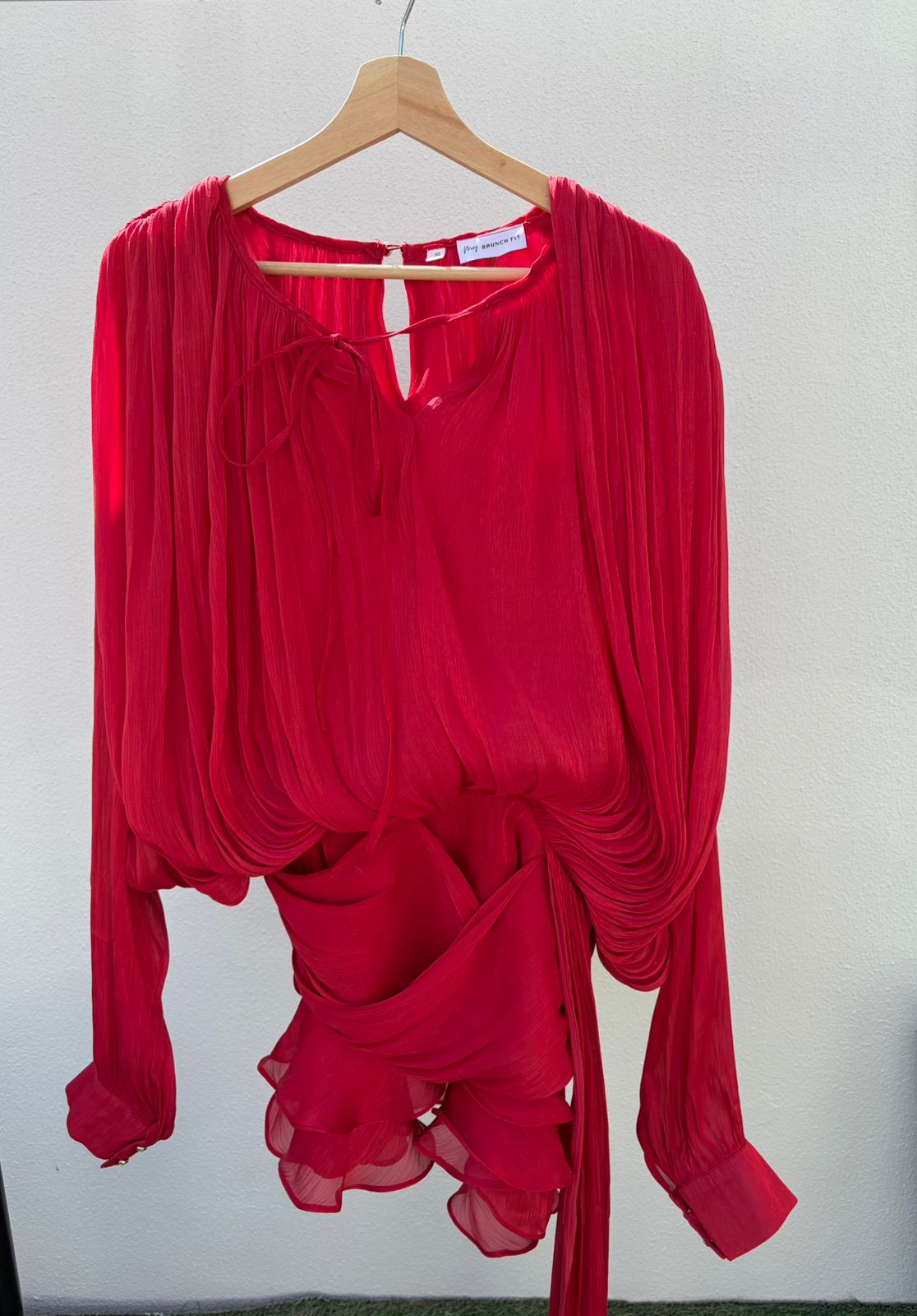 Red Chiffon Draped Mini Dress – My Brunch Fit