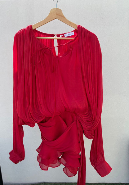 Red Chiffon Draped Mini Dress – My Brunch Fit