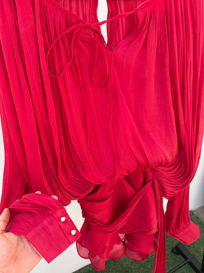Red Chiffon Draped Mini Dress – My Brunch Fit