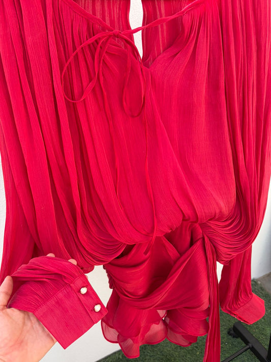Red Chiffon Draped Mini Dress – My Brunch Fit