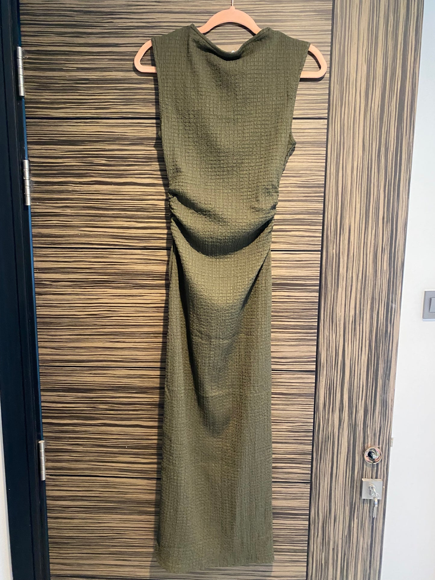 Stradivarius Dark Green Midi Body Con - M