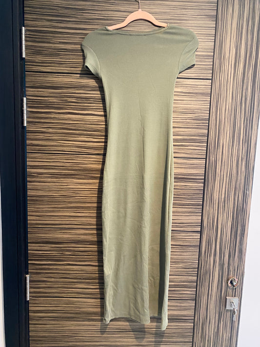 Pull & Bear Army Green BodyCon Midi - XS