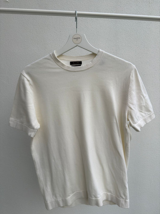 Massimo Dutti Cream T-Shirt Minimal Basic Excellent Condition
