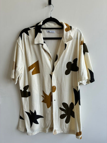 Zara Terry Cloth Cuban Collar Shirt